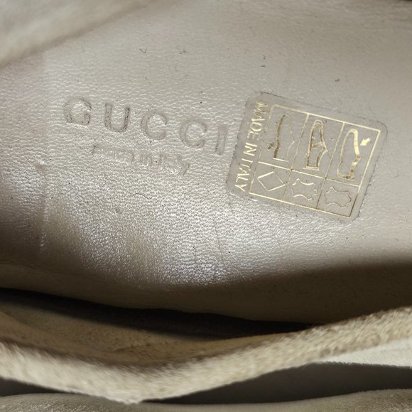 GUCCI Loafer Slip On Shoes Beige Cream Leather Made in Italy Horsebit Buckle 8.5 - Picture 16 of 16
